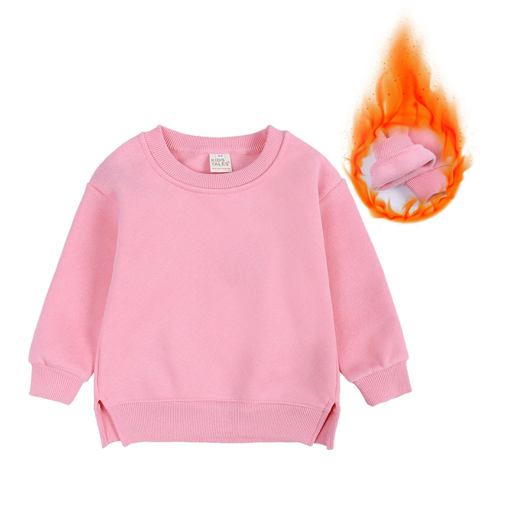 1-7T Kids Hoodies Winter Autumn Thicken Fleece Long Sleeve Sweatshirt Toddler Boy Girl Sweater Coat Children's Pullovers Clothes