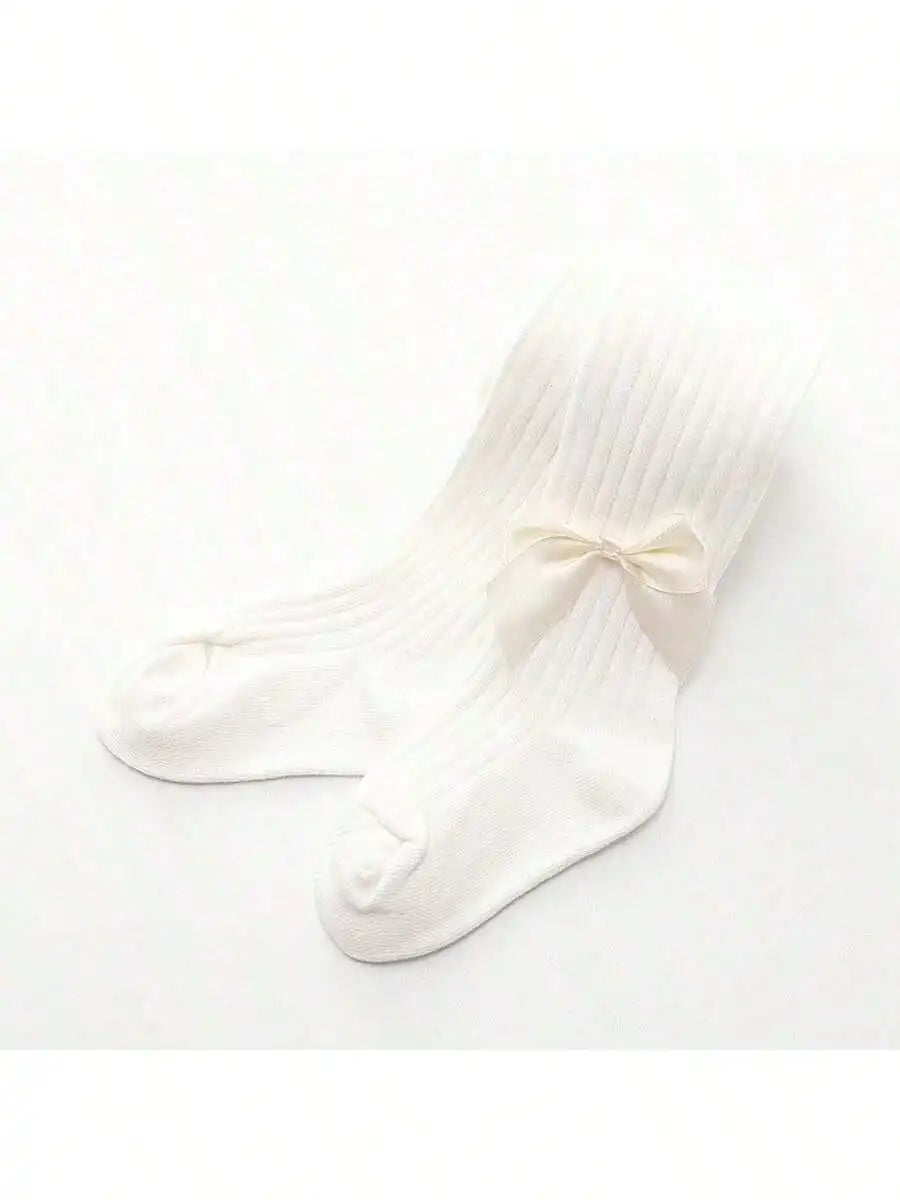 3 pairs of girls' tight pants for autumn and winter, cute bow tie baby pantyhose, warm and comfortable baby socks for wom
