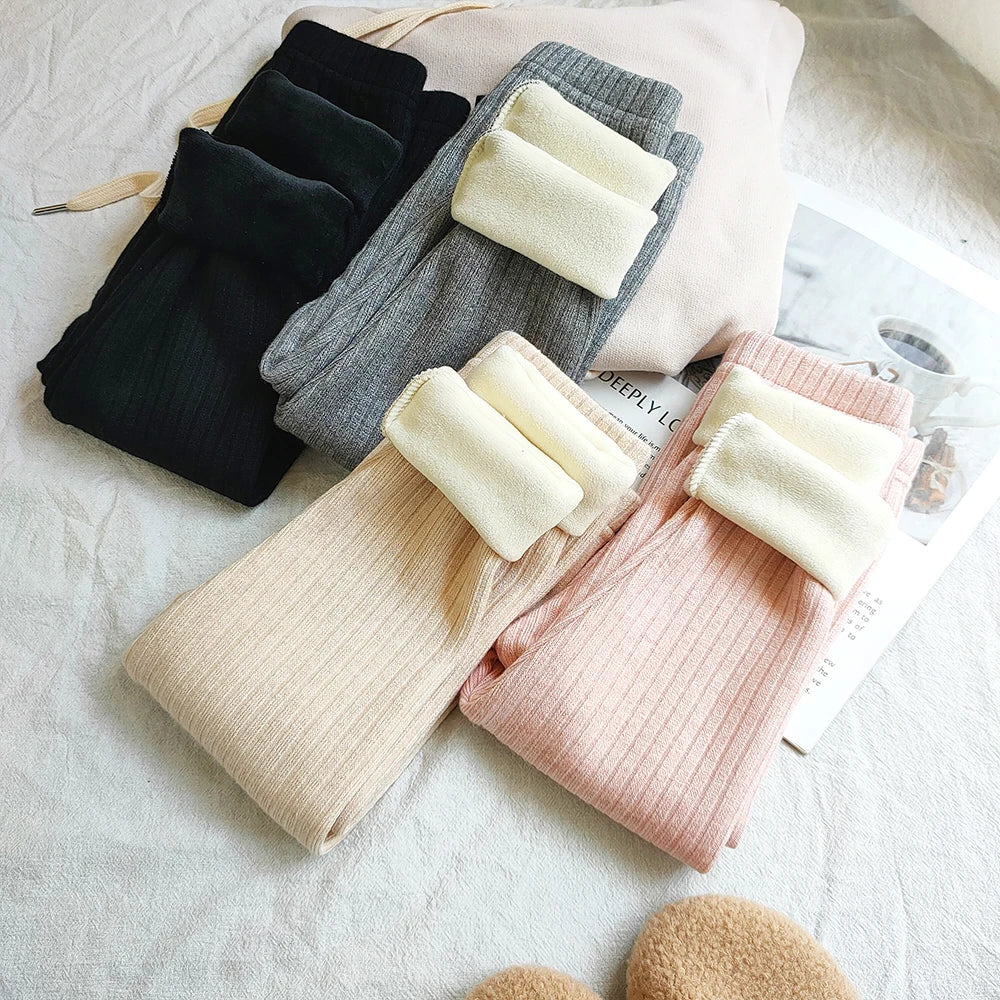 Kids Clothing Thicken Warm Cashmere Pants For Girls Autumn Winter Korean Childrens Plus Velvet Trousers Girls Legging