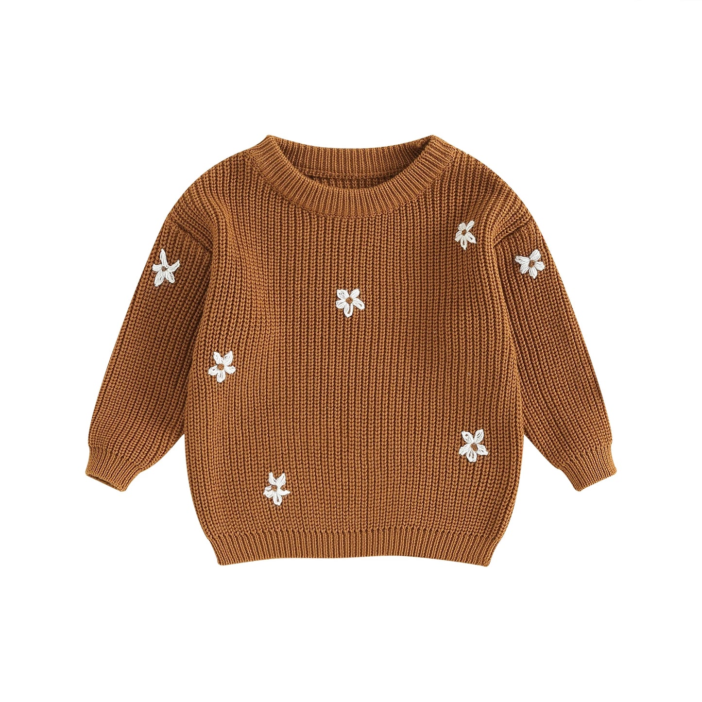 Winter Autumn New Baby Boys Girls Sweater Long Sleeve Cute Flower Knit Clothes Newborn Knitwear Pullover Top For Infant