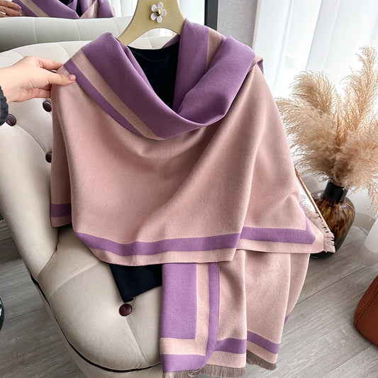 New Warm Luxury Cashmere Scarf Women Plain color Fashion Shawl and Wraps Ladies Blanket Foulard Winter Pashmina Bandana Bufanda
