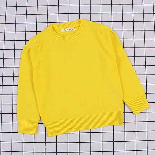 2025 New Autumn 0-7Yrs Kids Sweater Baby Loose Pullover Sweater Baby Boys Girls Long Sleeved Solid Color Knitted Pullover Tops