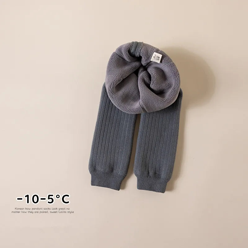 Autumn Winter Baby Boys Girls Thicken Warm Pants Leggings Tights Fleece Lining Stretch Kids Children Knitting Trousers