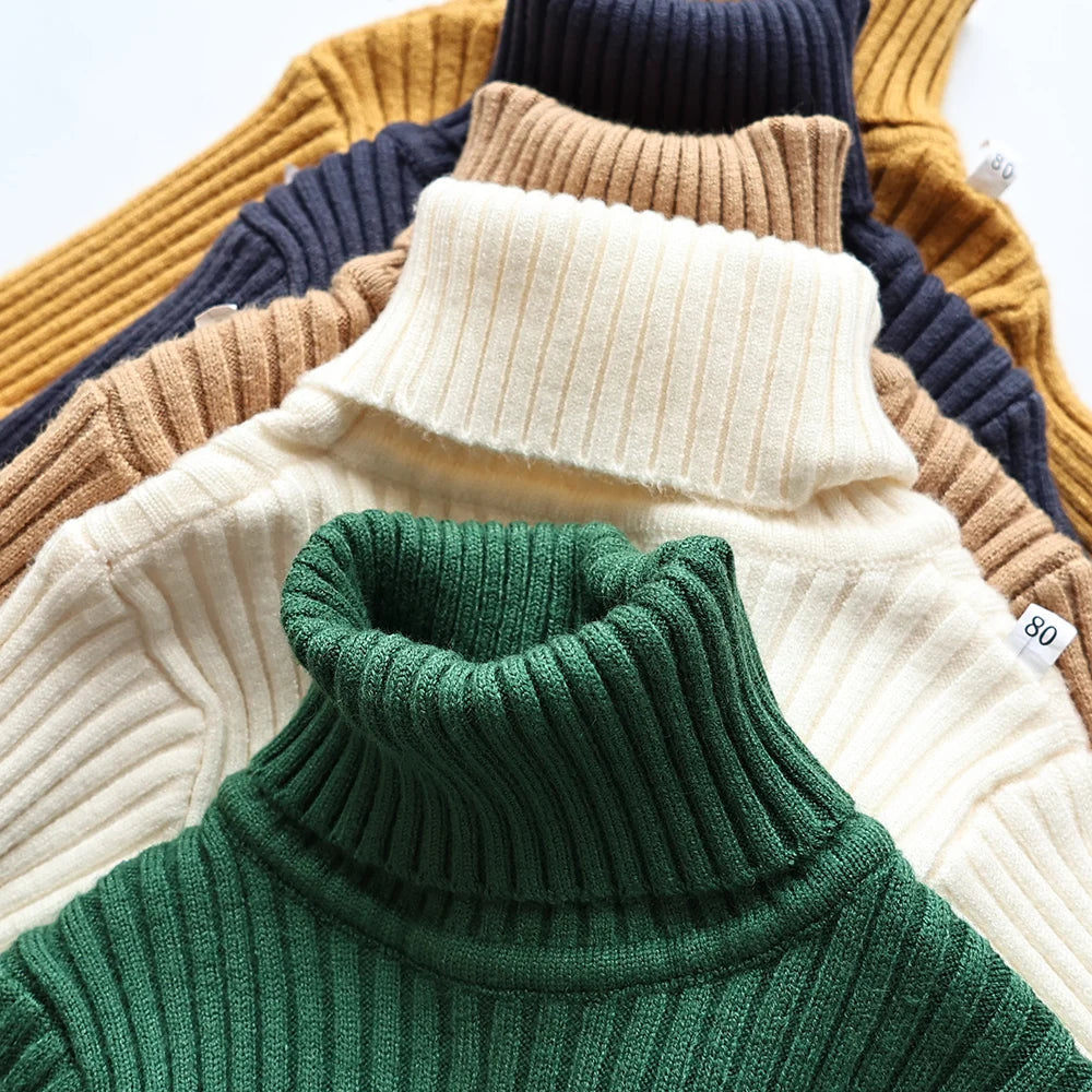 MILANCEL Autumn Soft Tight Unisex Kids Knitwear Sweaters Solid Multi Color Girls Sweater Brief Boys Pullover Turtleneck Outwear