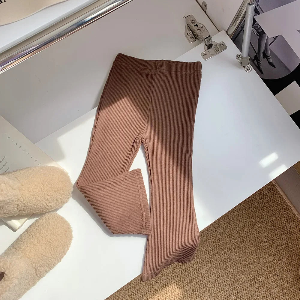 1-11T Autumn Toddler Kid Baby Girls Pants Stripe Elastic Elegant Slim Flare Pant Fashion Children Trousers Infant Girl Clothing