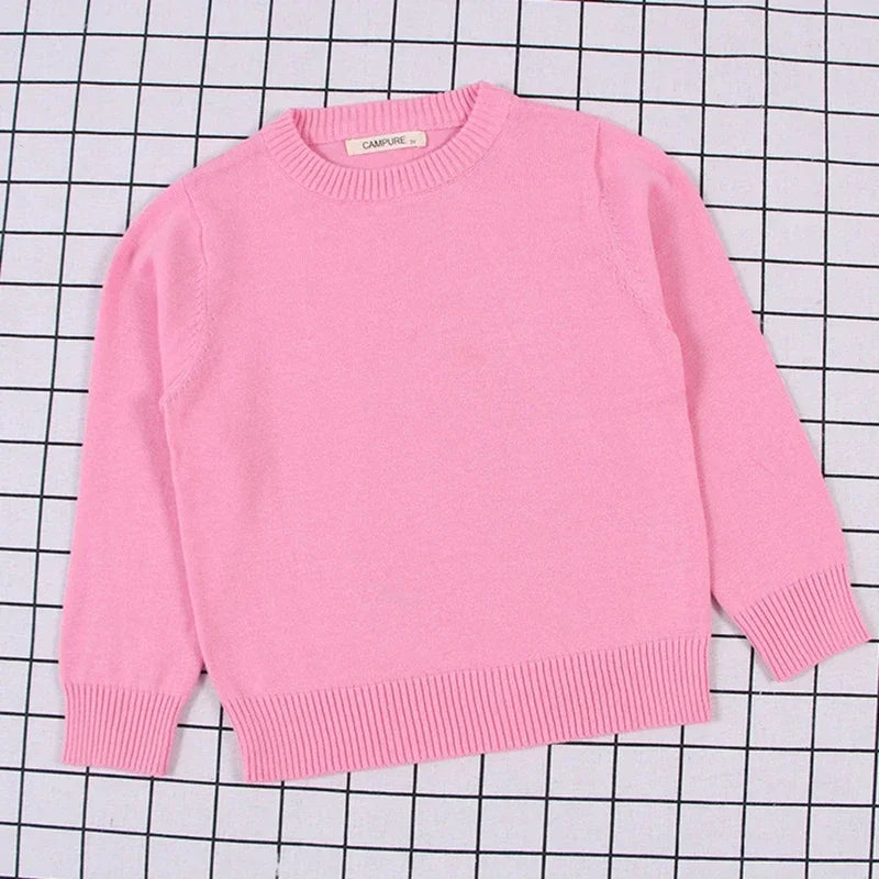 2025 New Autumn 1-8Yrs Baby Boys Girls Pure Color Casual Loose Pullovers Sweaters Kids Sweaters Knitted Bottoming Boys Sweaters