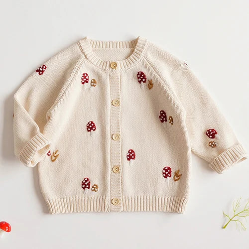 2024 New Autumn Children Long Sleeved Cartoon Print Casual Loose Sweater Baby Girls Knitting Cardigan Coat Kids Knitted Cardigan