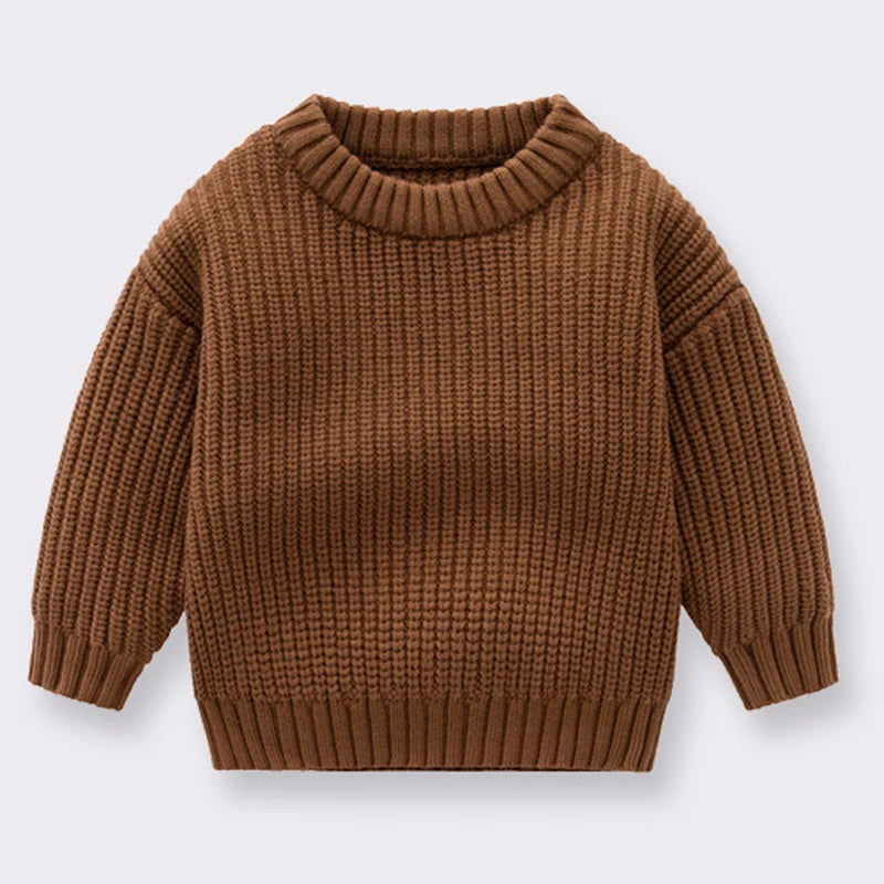 New Autumn Girls Sweater Kids Sweaters Chunky Knit Brief Spring Winter Sweaters Long Sleeve Boys Pullover Warm Knit Baby Clothes