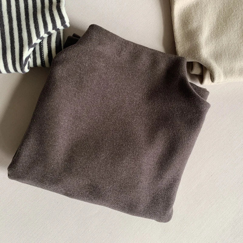 Autumn Winter Children T-Shirts 1-8Y Boys Girls Turtleneck Warm Striped Long Sleeve T Shirts Tops Tees Toddler Wear Kids Clothes