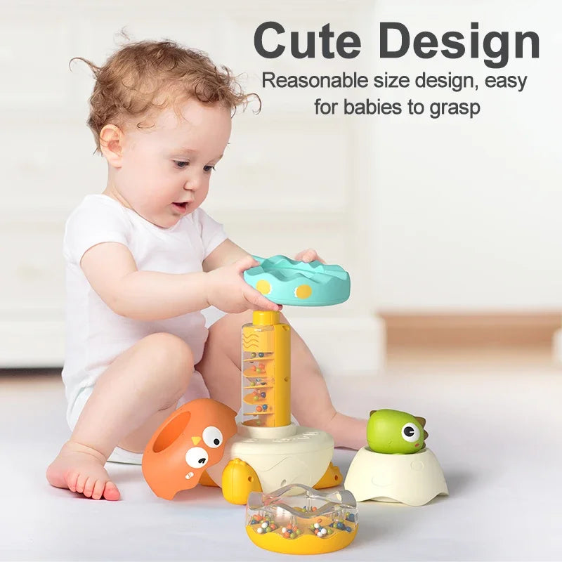 Stacking Tongs for Baby Puzzle Children Develop Motor Skills Game Rotate Stacking Circles Rings Toys Kids Early Educational Toys