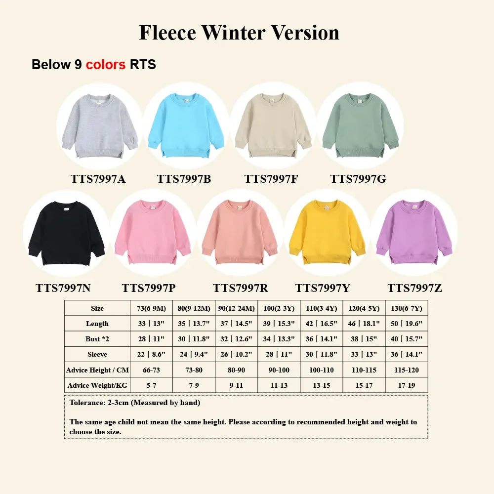 1-7T Kids Hoodies Winter Autumn Thicken Fleece Long Sleeve Sweatshirt Toddler Boy Girl Sweater Coat Children's Pullovers Clothes