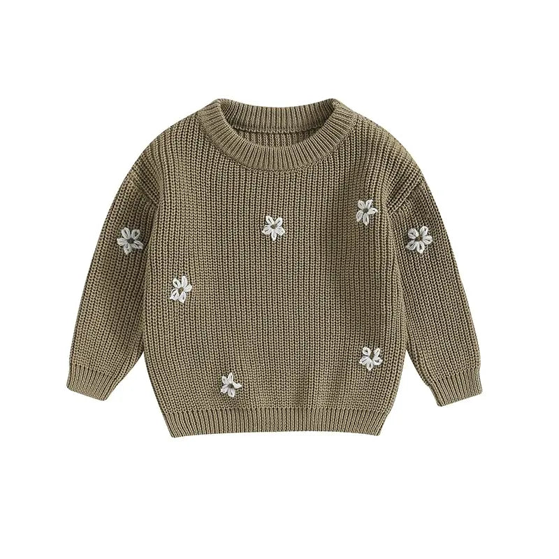 Winter Autumn New Baby Boys Girls Sweater Long Sleeve Cute Flower Knit Clothes Newborn Knitwear Pullover Top For Infant