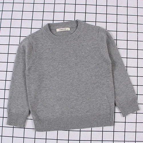 2025 New Autumn 0-7Yrs Kids Sweater Baby Loose Pullover Sweater Baby Boys Girls Long Sleeved Solid Color Knitted Pullover Tops