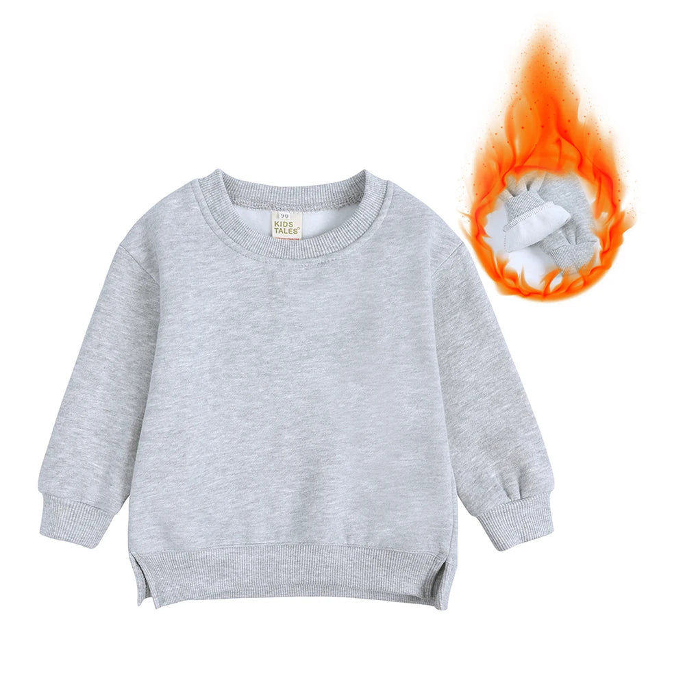 1-7T Kids Hoodies Winter Autumn Thicken Fleece Long Sleeve Sweatshirt Toddler Boy Girl Sweater Coat Children's Pullovers Clothes