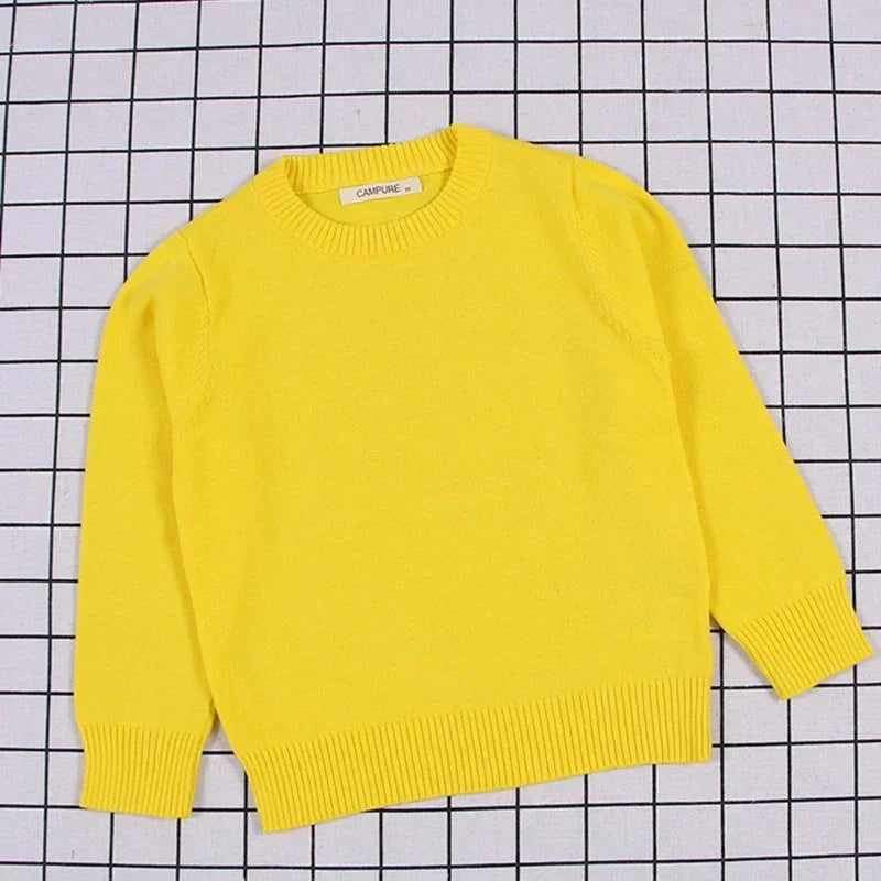 2025 New Autumn 1-8Yrs Baby Boys Girls Pure Color Casual Loose Pullovers Sweaters Kids Sweaters Knitted Bottoming Boys Sweaters