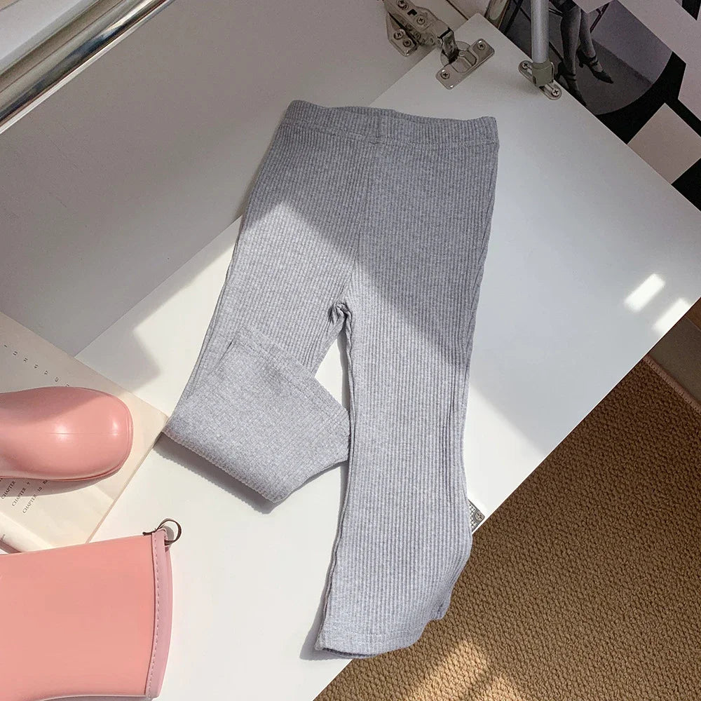 1-11T Autumn Toddler Kid Baby Girls Pants Stripe Elastic Elegant Slim Flare Pant Fashion Children Trousers Infant Girl Clothing
