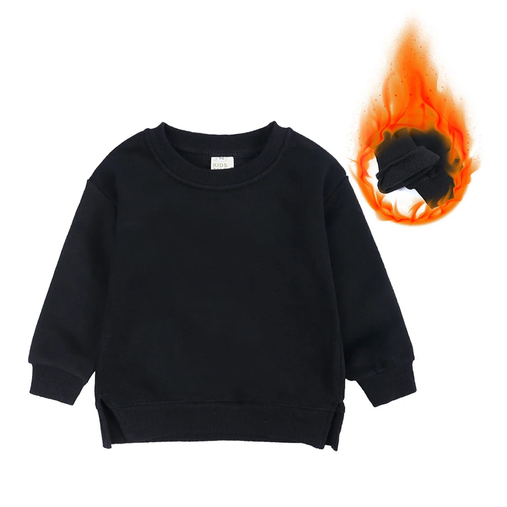 1-7T Kids Hoodies Winter Autumn Thicken Fleece Long Sleeve Sweatshirt Toddler Boy Girl Sweater Coat Children's Pullovers Clothes