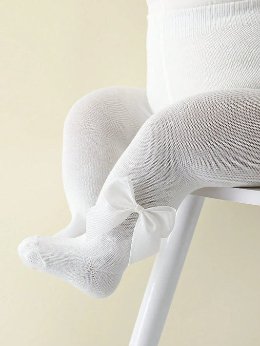 1 Pack of Sweet and Cute Bow-Decorated All-Match Bottoming Pantyhose for Baby Girls and Babies in All Seasons