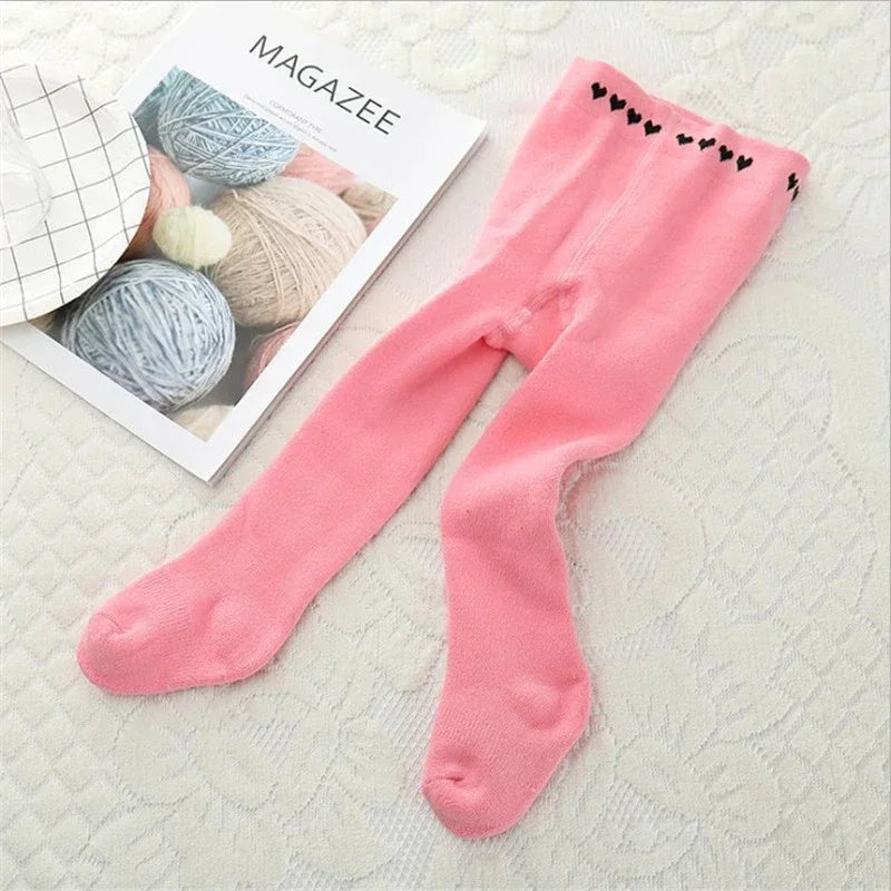 Baby Girl Cotton Tights Winter Terry Thicken Children Pantyhose Heart Print Tights for Girls Toddler Leggings Suitable