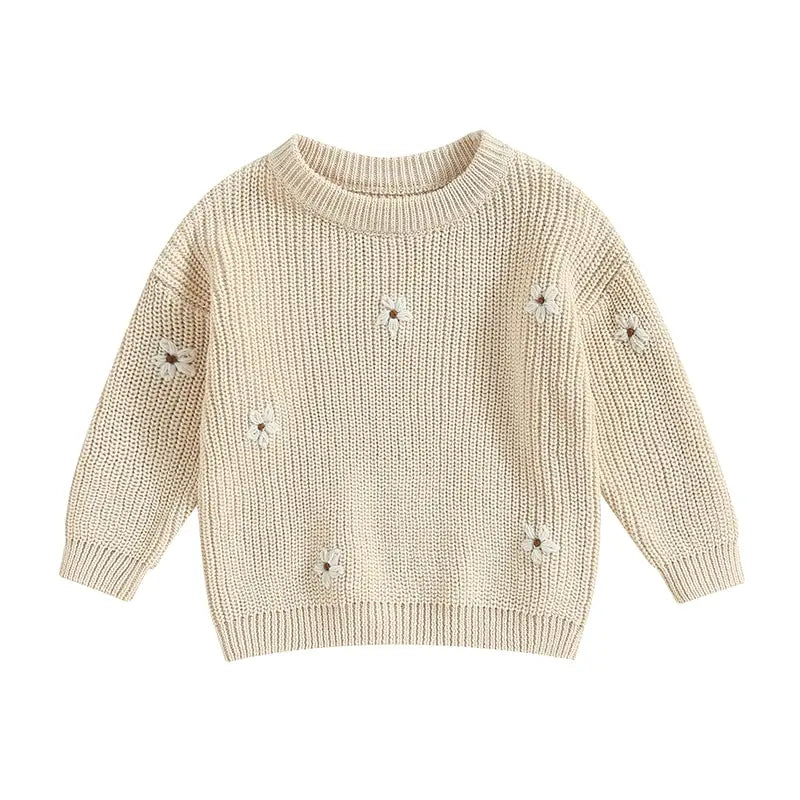 Winter Autumn New Baby Boys Girls Sweater Long Sleeve Cute Flower Knit Clothes Newborn Knitwear Pullover Top For Infant