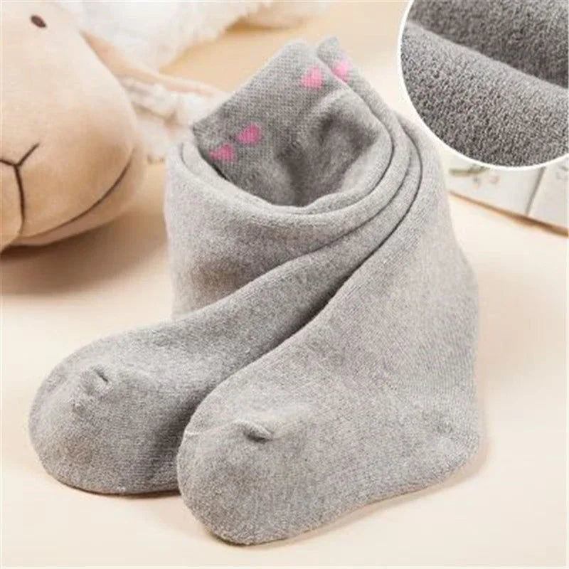 Baby Girl Cotton Tights Winter Terry Thicken Children Pantyhose Heart Print Tights for Girls Toddler Leggings Suitable