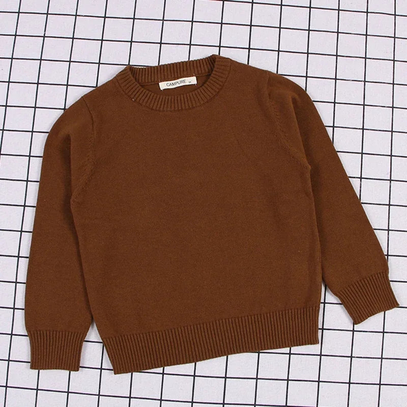 2025 New Autumn 1-8Yrs Baby Boys Girls Pure Color Casual Loose Pullovers Sweaters Kids Sweaters Knitted Bottoming Boys Sweaters
